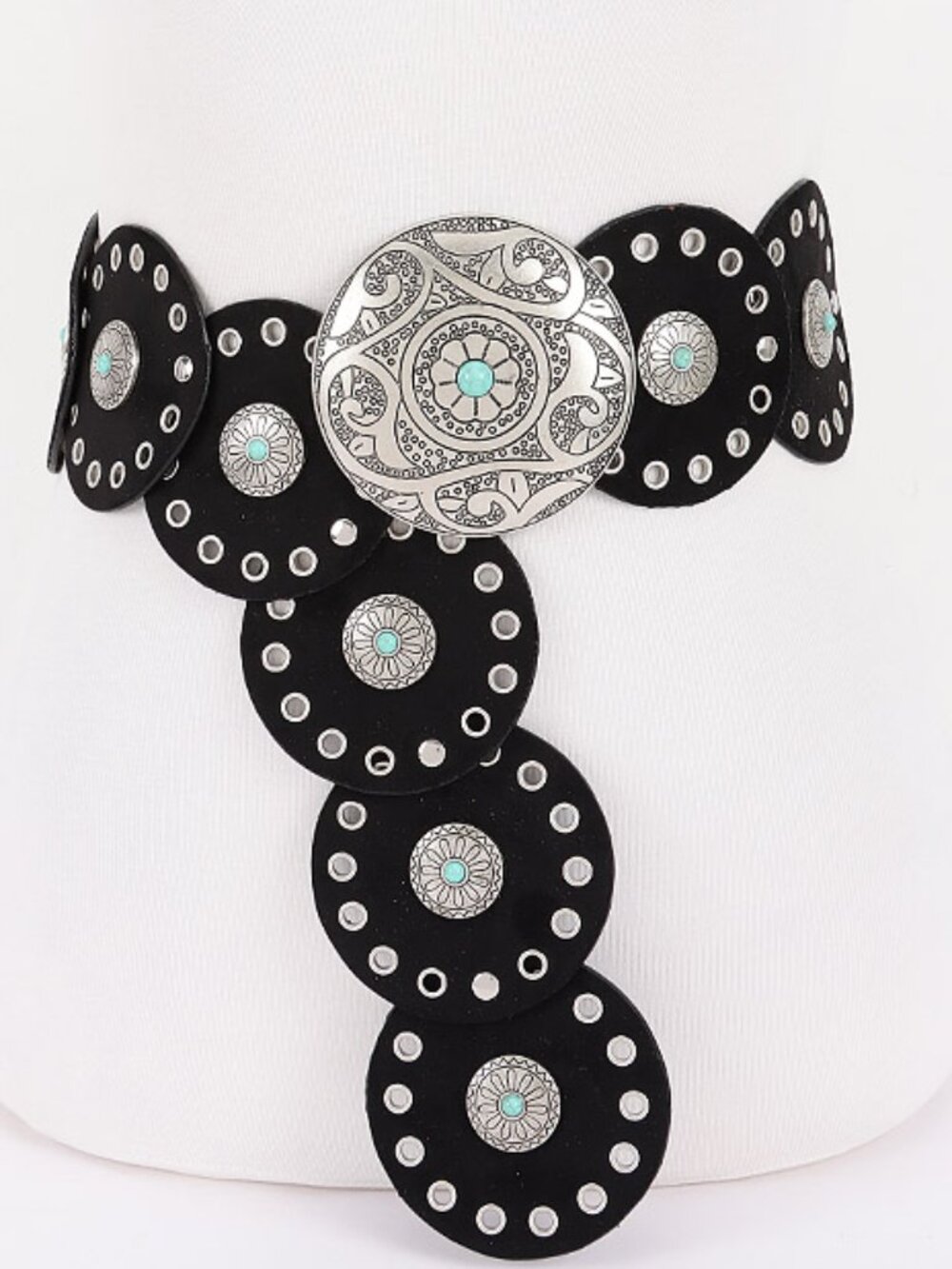 BNWT Rivets Faux Suede Statement Western Disk Boho Belt